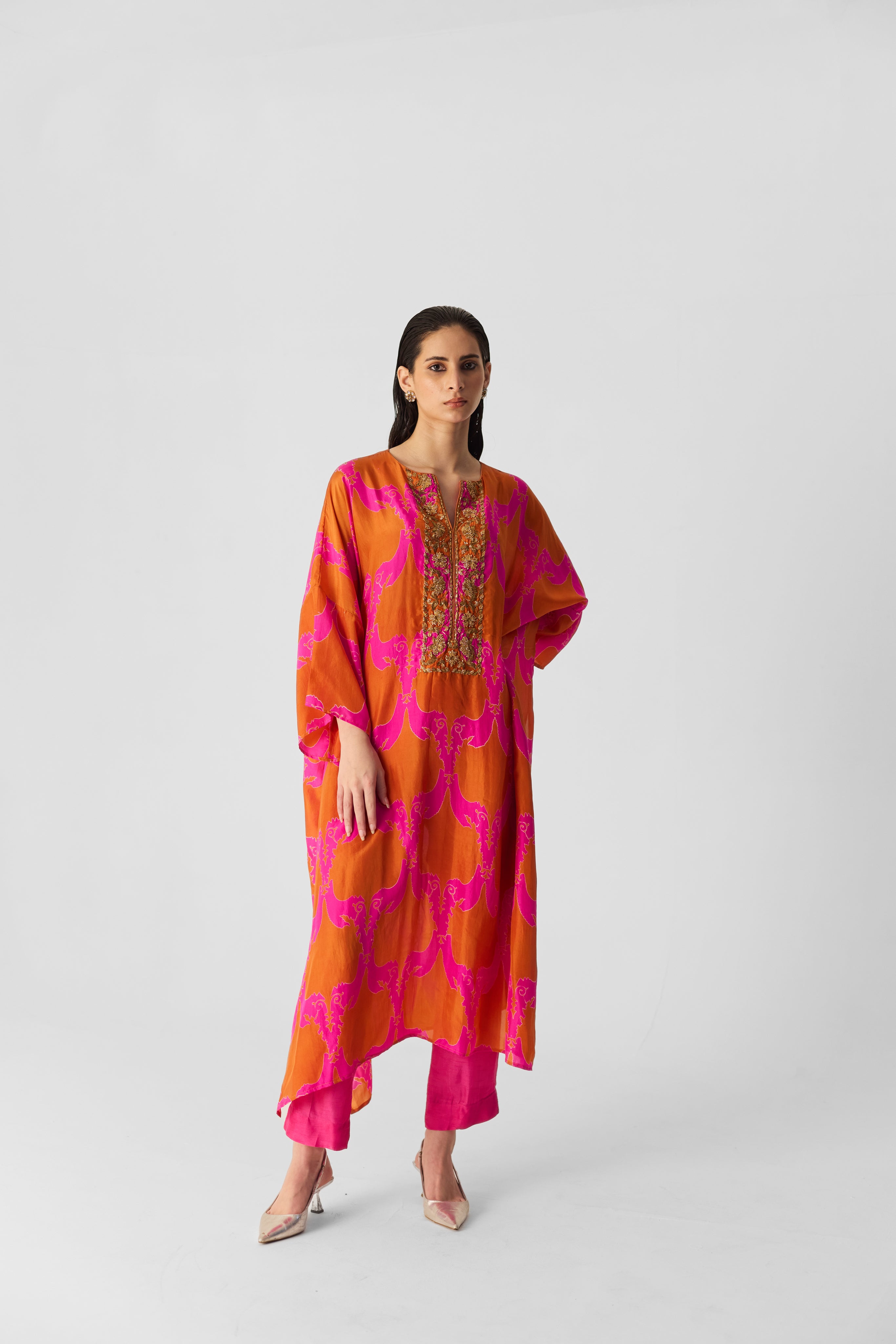 chinese dress ladies Dark Multicolour Colour Kaftan Dress main image 1