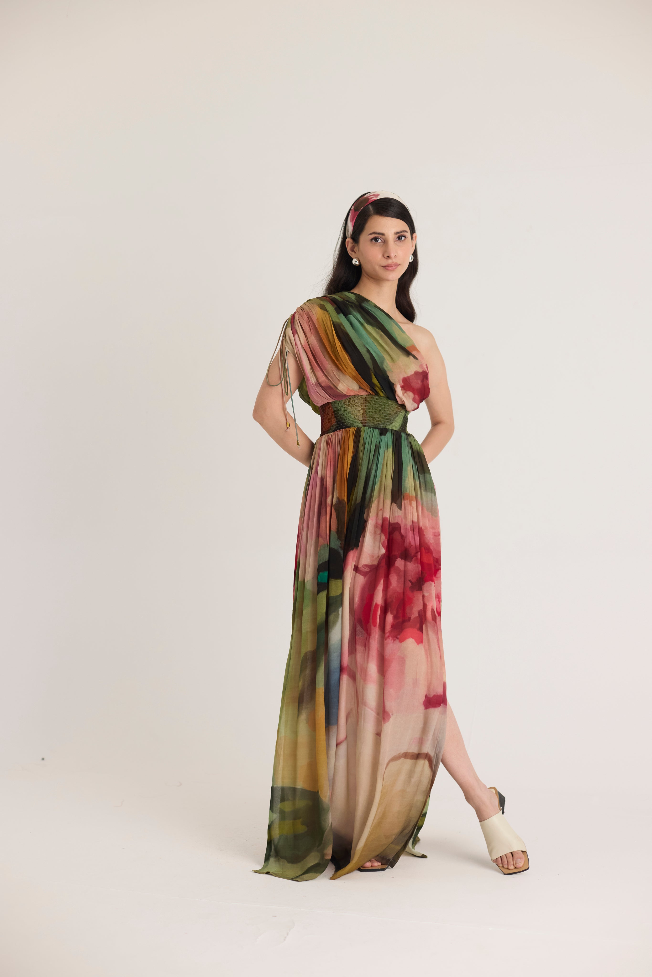 beach club maxi dress Clio | White Print Halter-Neck Chiffon Fishtail Maxi Dress