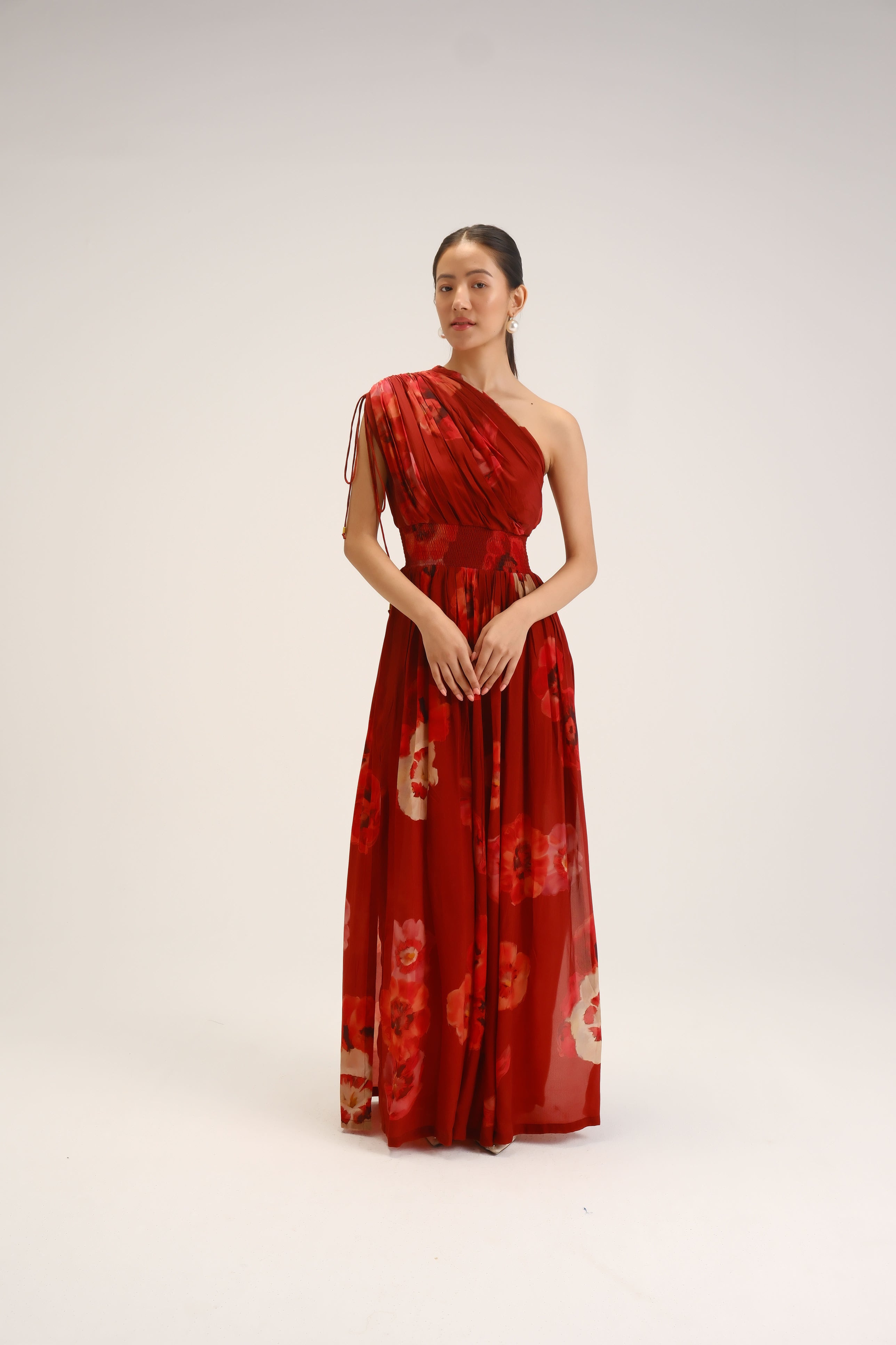 Gardenia Red One Shoulder Dress – Yam India