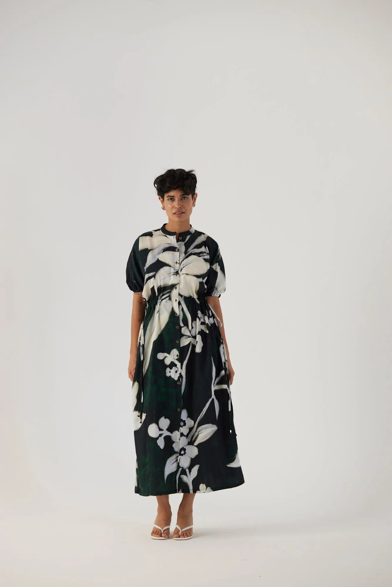 CHICORY BLACK SIDE TIE-UP DRESS - Yam India