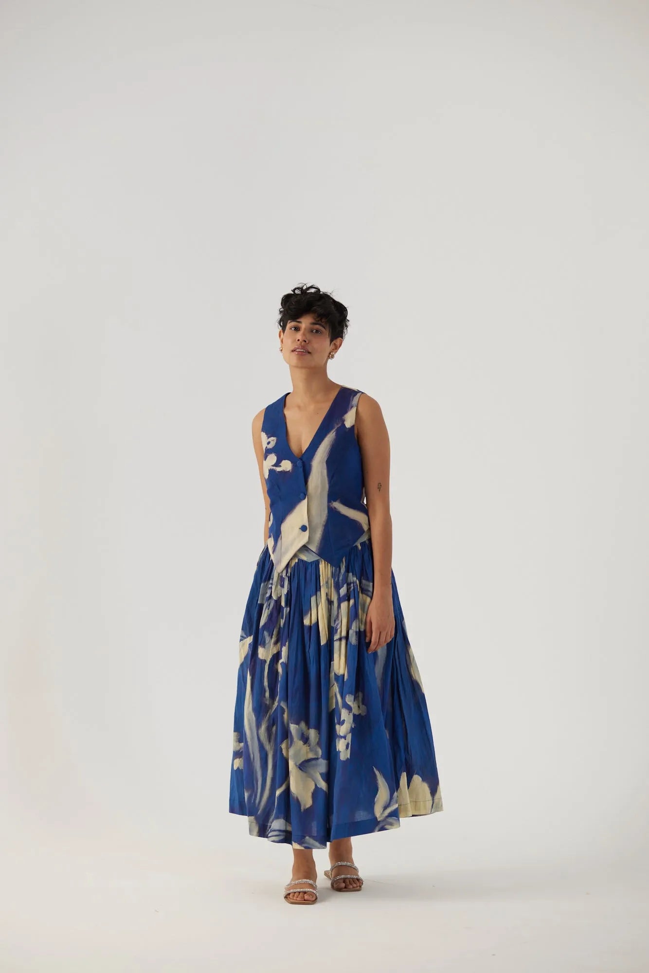 CHICORY BLUE JACKET SKIRT SET - Yam India