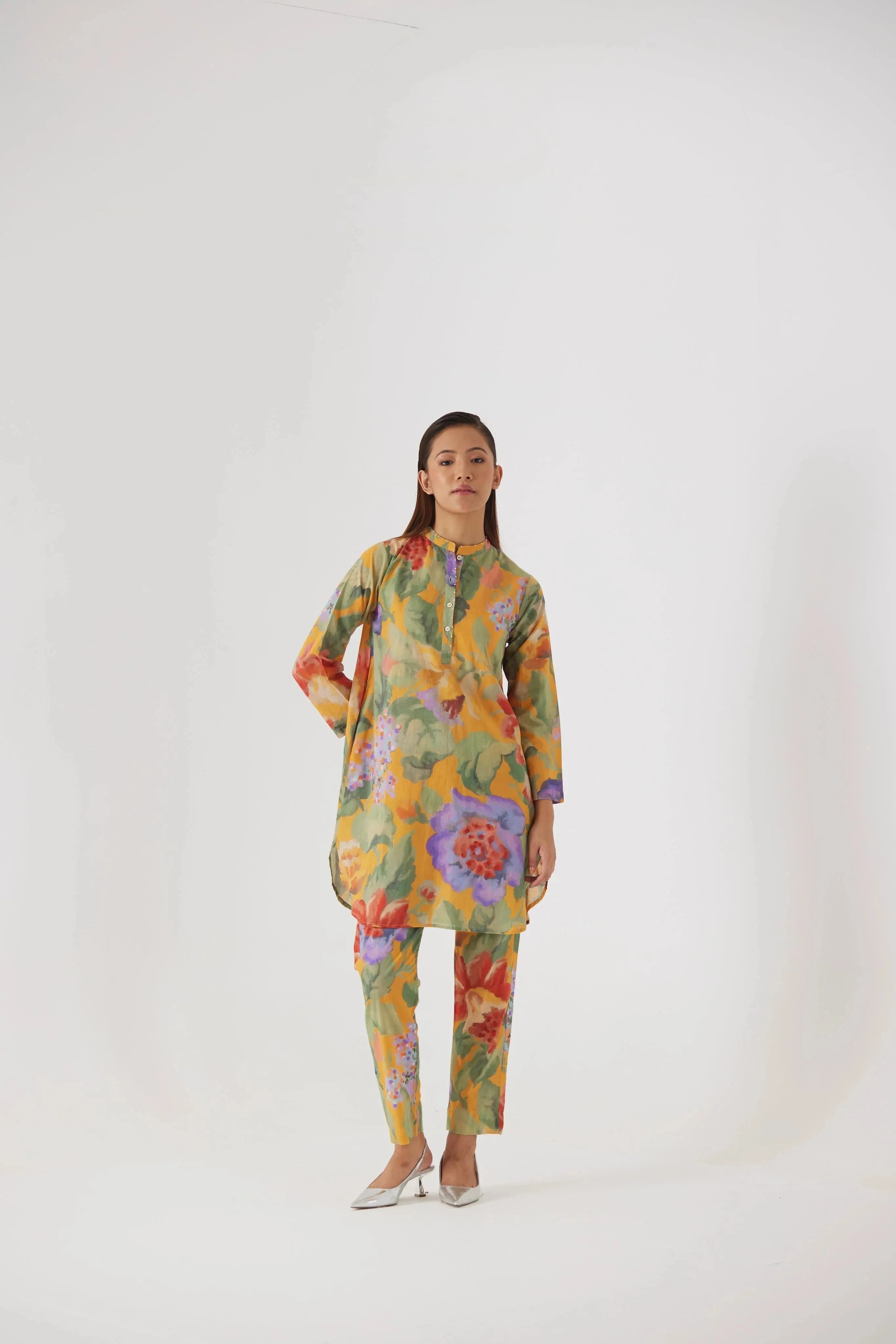 ALLORA YELLOW SHORT KURTA SET - Yam India