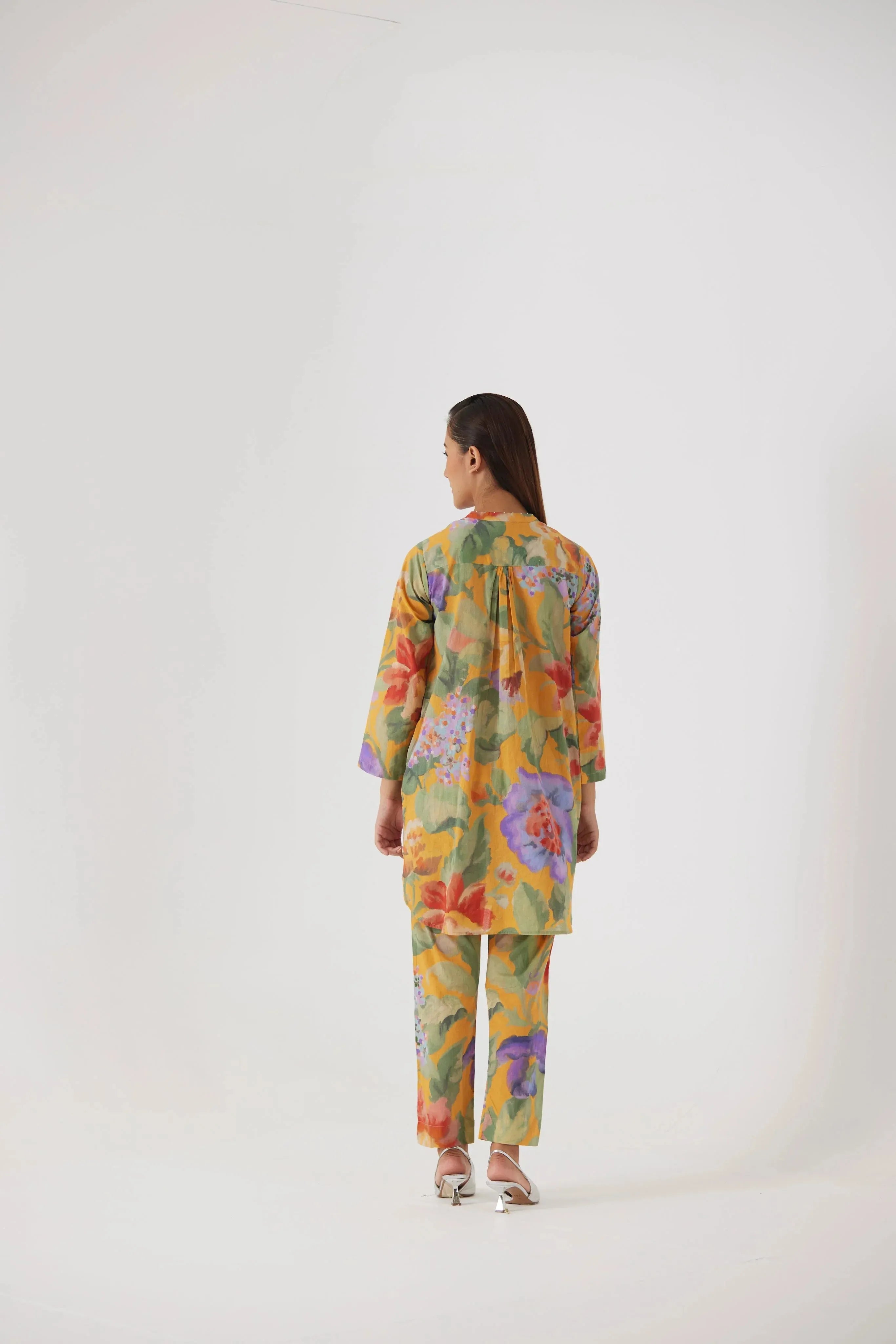 ALLORA YELLOW SHORT KURTA SET - Yam India