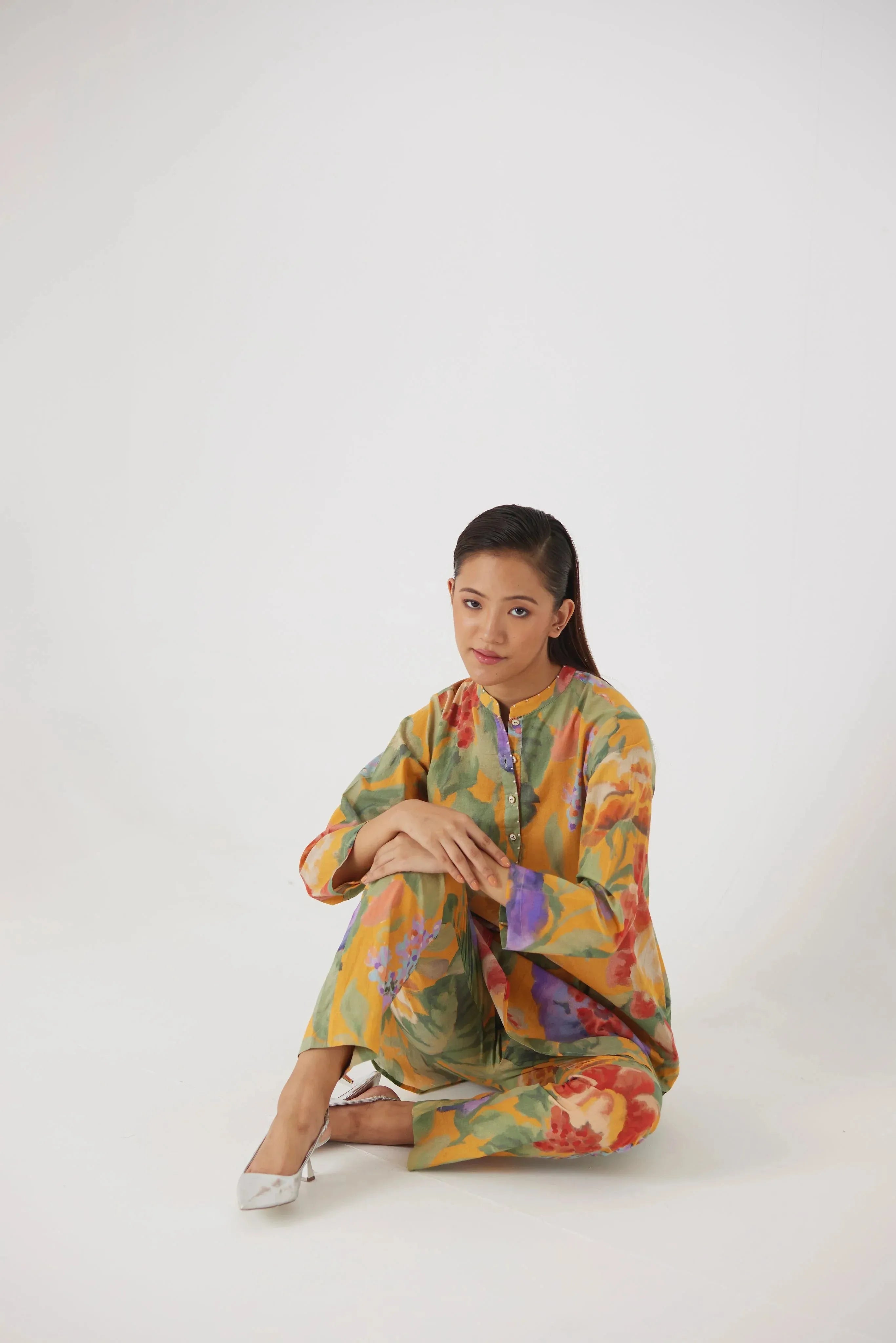 ALLORA YELLOW SHORT KURTA SET - Yam India