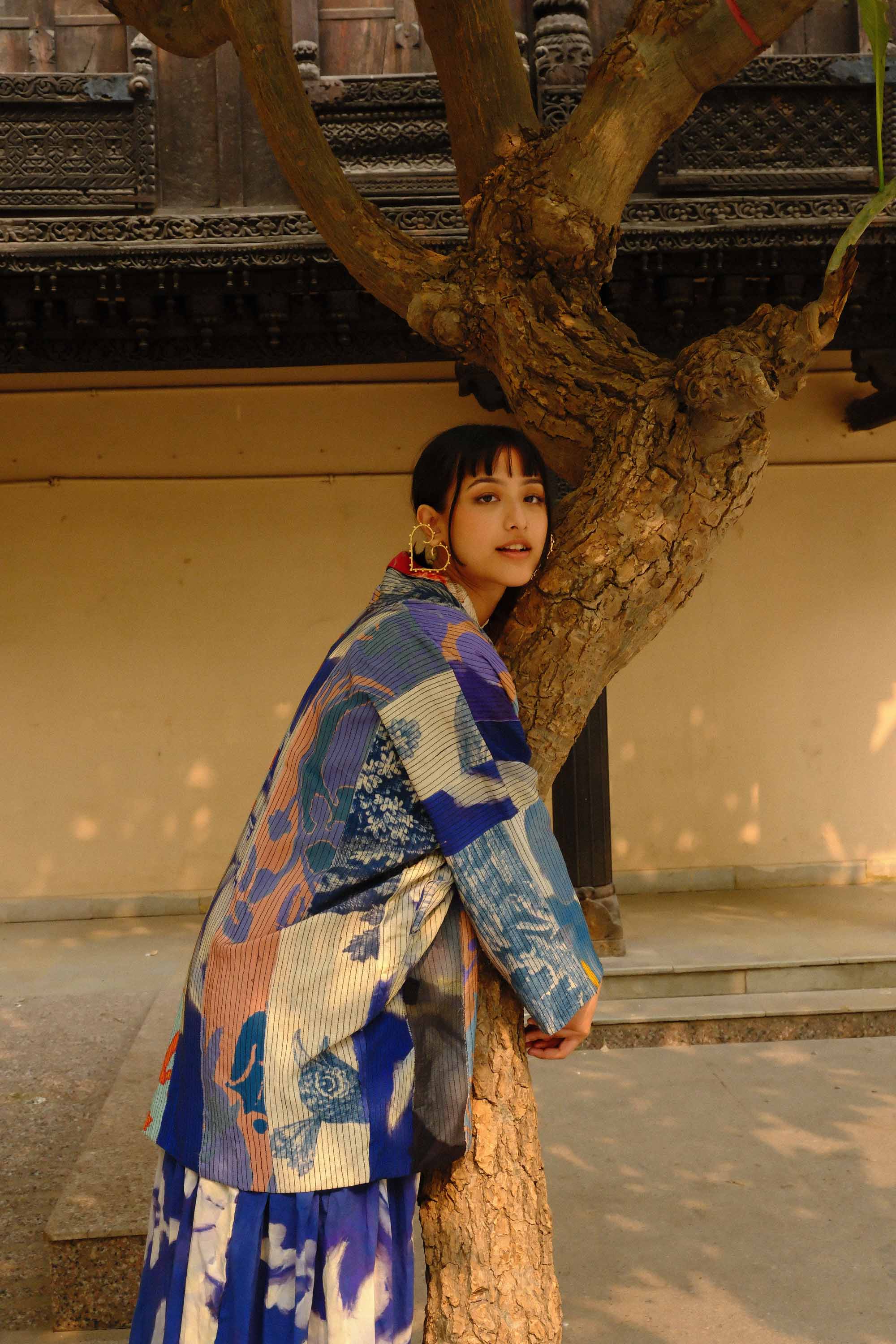 ジャケット・アウター ameri INDIA INDIA BLOCK PRINT JACKET Reversible Block Print Quilted Jacket: Indian Patola Cotton