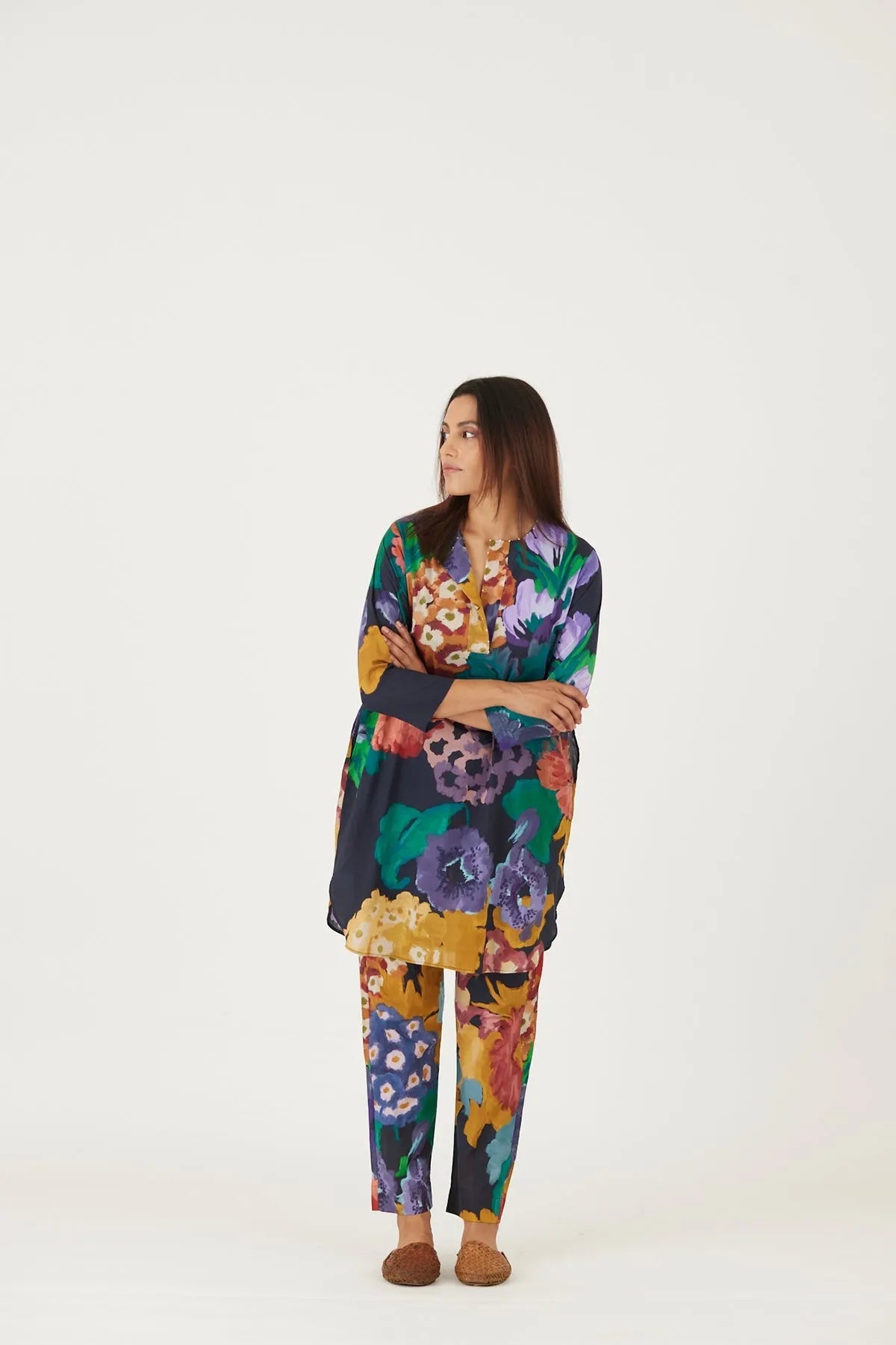 FARAH BLACK COTTON KURTA SET - Yam India