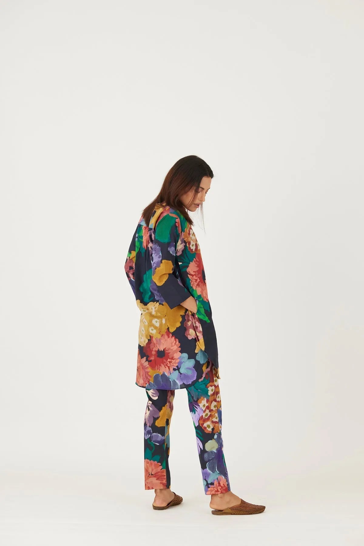 FARAH BLACK COTTON KURTA SET - Yam India