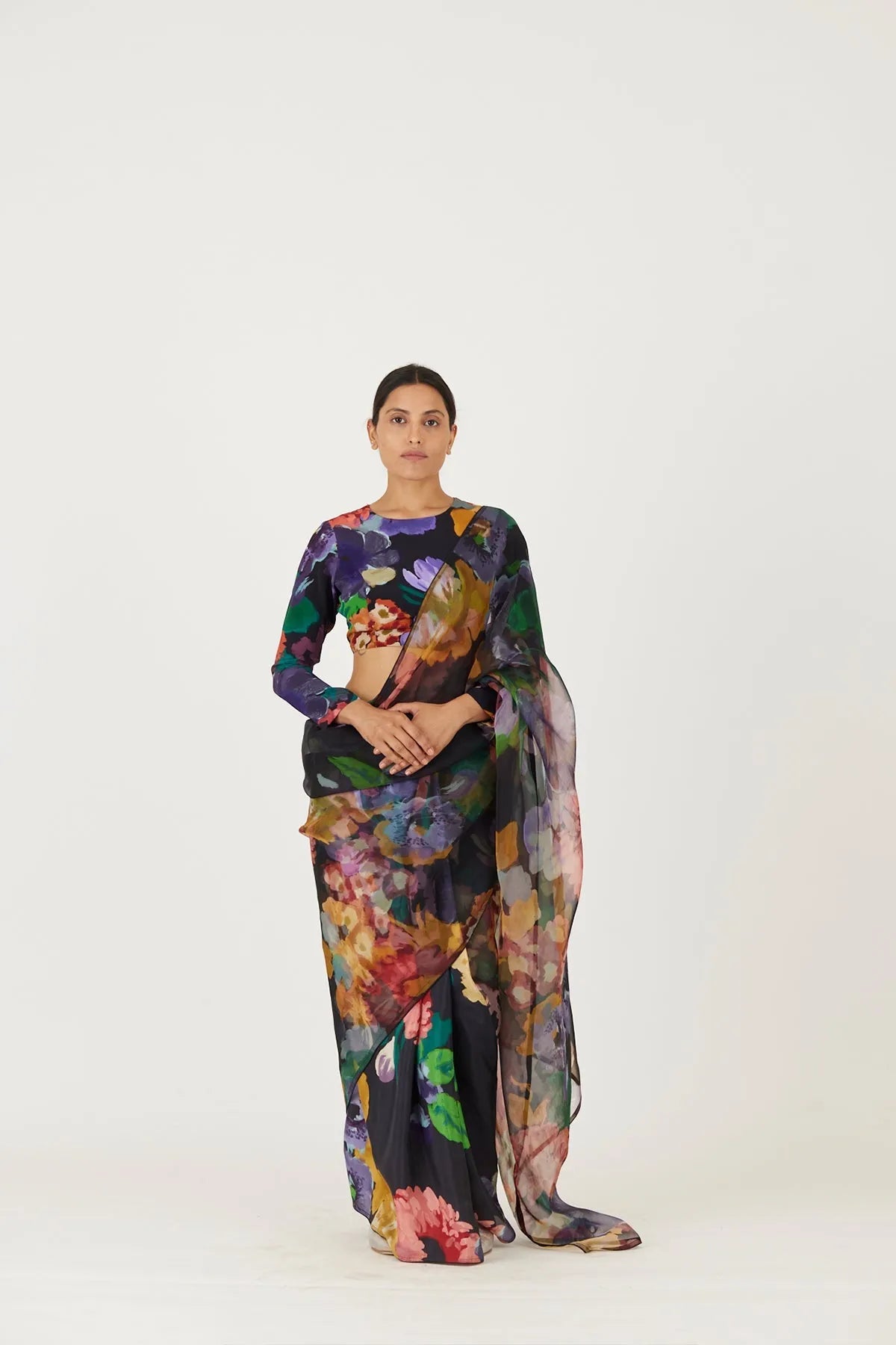 FARAH BLACK SAREE - Yam India