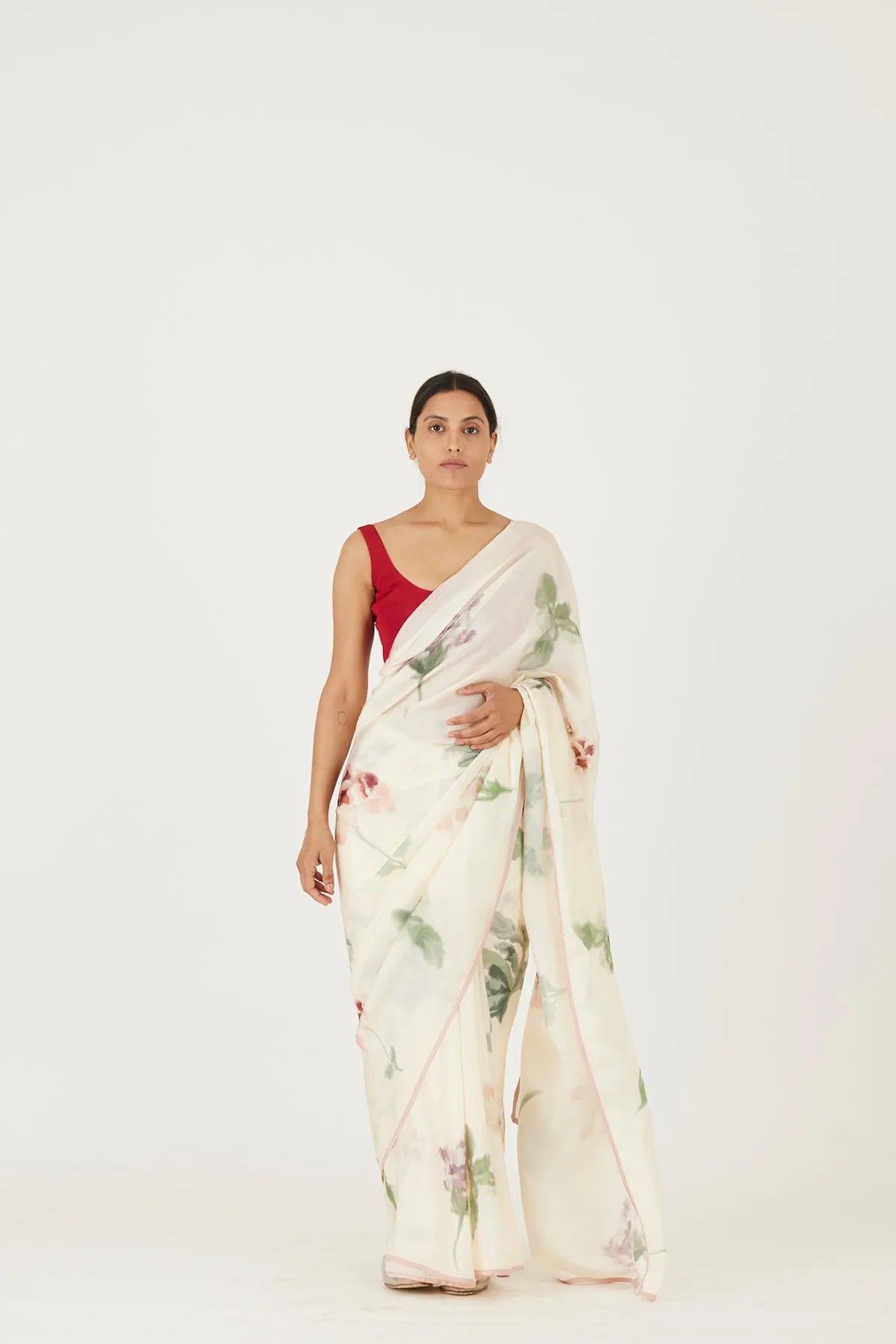 JULIET WHITE SAREE - Yam India