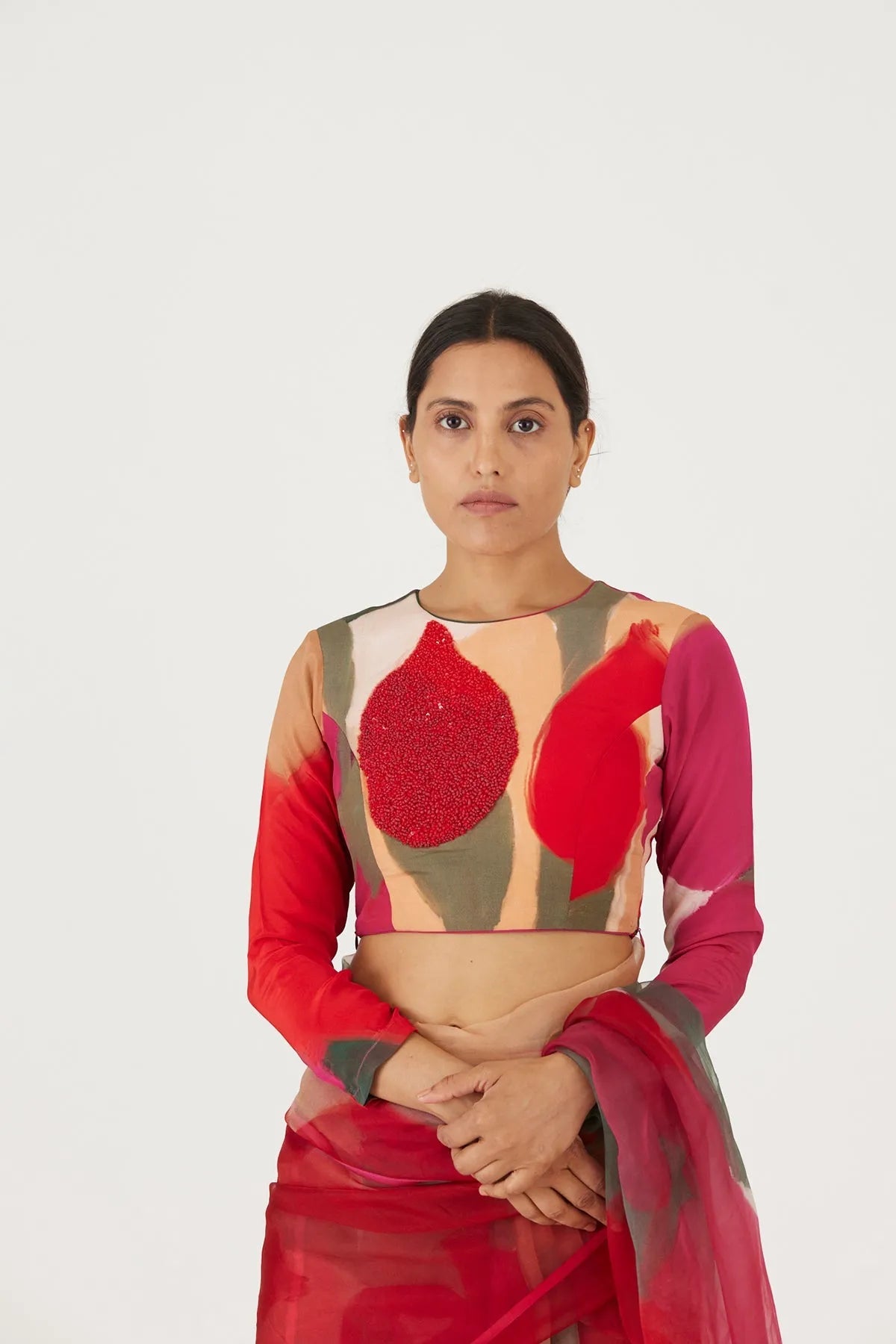 LEI LANI RED EMBROIDERED BLOUSE - Yam India