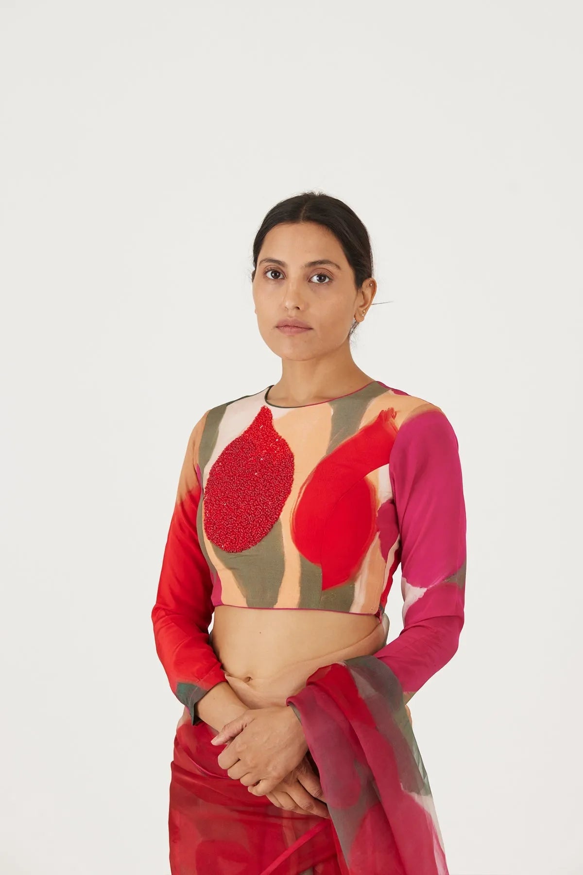 LEI LANI RED EMBROIDERED BLOUSE - Yam India