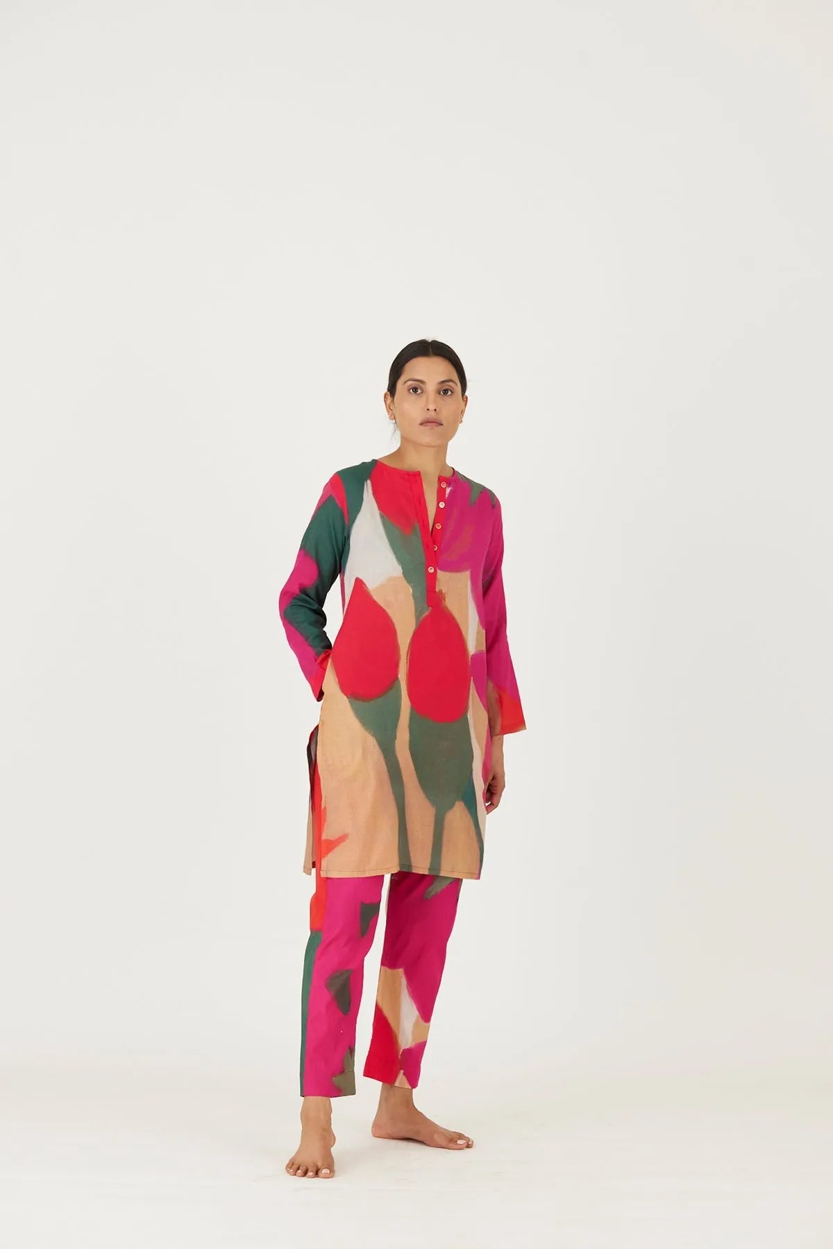 LEI LANI RED SHORT KURTA SET - Yam India