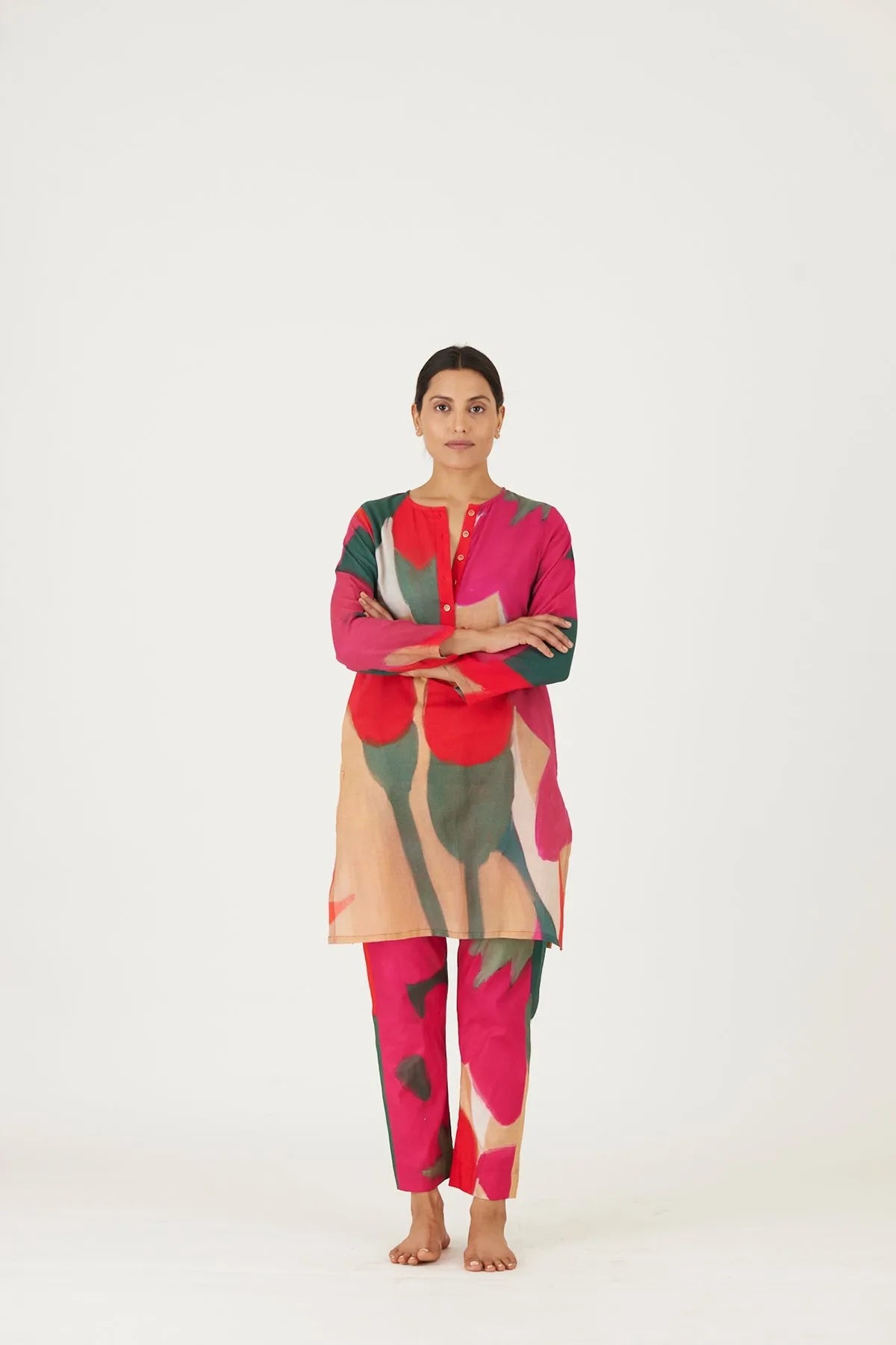 LEI LANI RED SHORT KURTA SET - Yam India